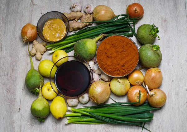 Ingredients for making Korean Kim Chi — Stock Image Ingredients Making Korean Kim Chi Royalty Free Stock Images