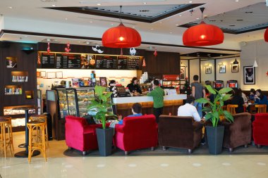 Interior of Pacific Coffee cafe