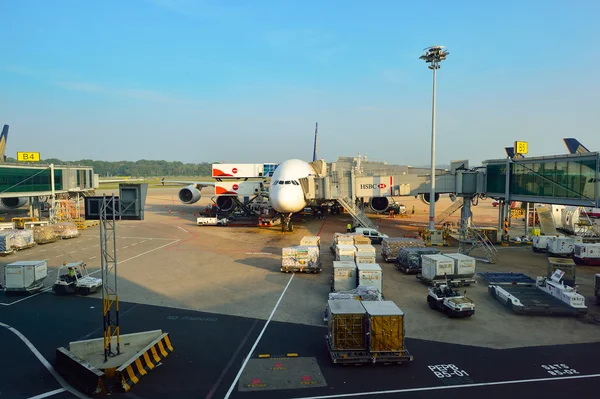 Airbus A380 Changi Airport adlı demirledi 
