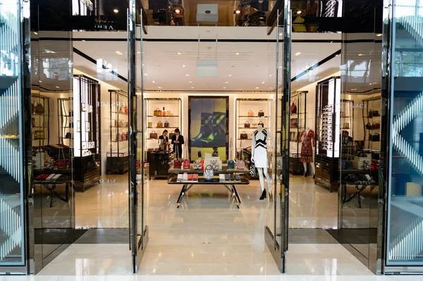 SINGAPORE - CIRCA NOVEMBER, 2015: interior shot of Louis Vuitton Singapore  Marina Bay Sands store. Stock Photo