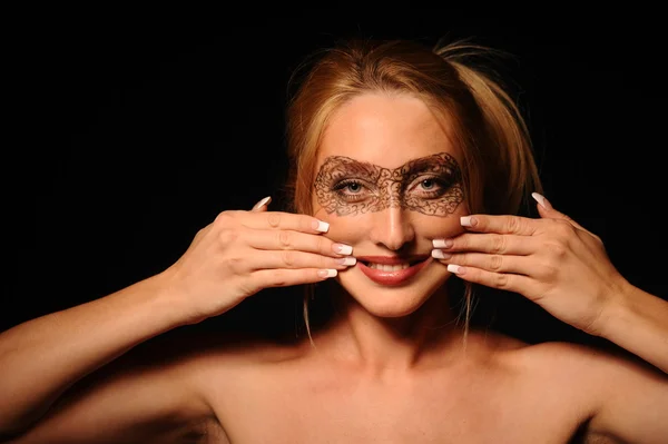 Woman with facial body art — Stock Photo, Image