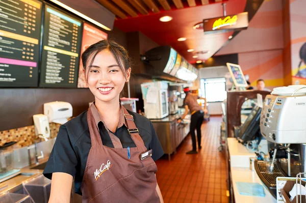 Worker at McCafe in Thailand — Stock Photo, Image