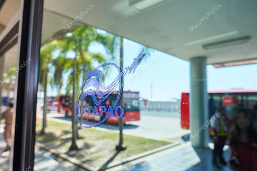 PATTAYA, THAILAND - FEBRUARY 26, 2016: close up shot of U-Tapao International Airport sign. U-Tapao Rayong-Pattaya International Airport is a joint civil-military public airport serving Rayong and Pattaya cities in Thailand.