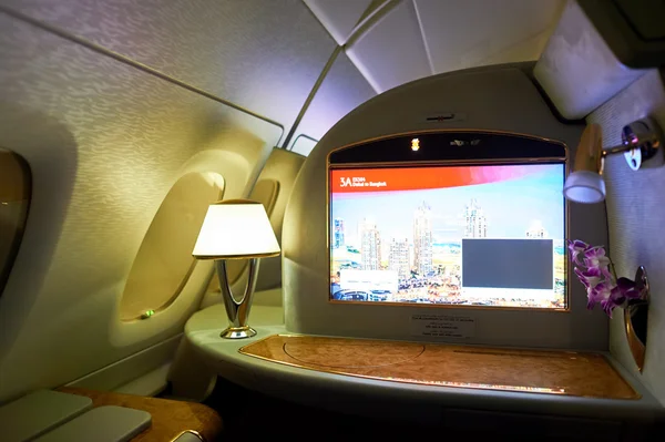 Inside of Emirates Airbus A380 — Stock Photo, Image