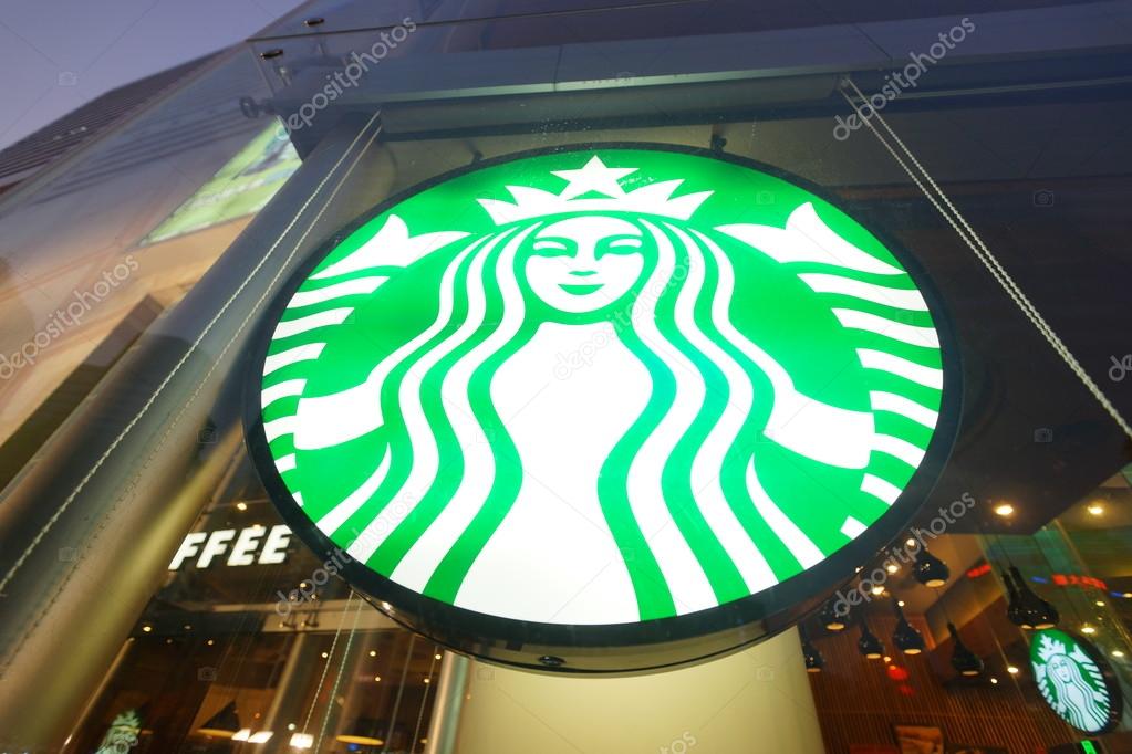 SHENZHEN, CHINA - FEBRUARY 05, 2016: facade of Starbucks Cafe. Starbucks Corporation is an American global coffee company and coffeehouse chain based in Seattle, Washington