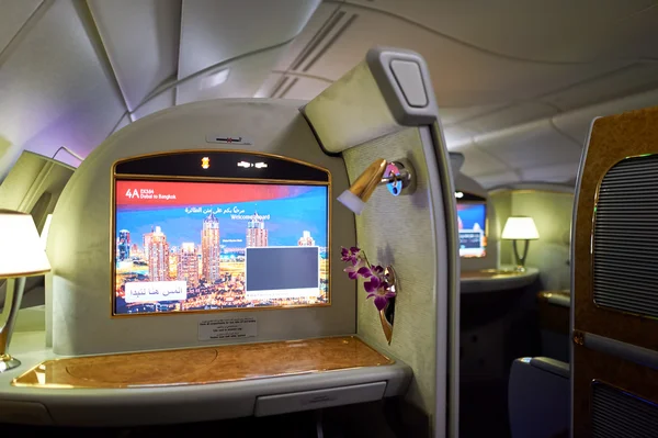 Inside of Emirates Airbus A380 — Stock Photo, Image