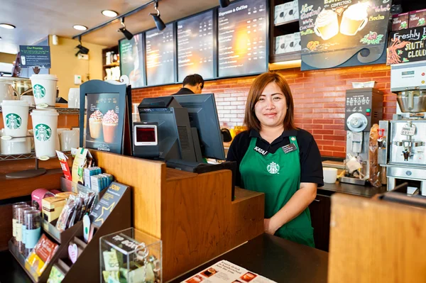 Insidan av Starbucks Cafe — Stockfoto