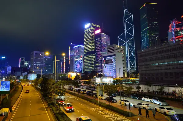 Geceleyin Hong Kong — Stok fotoğraf