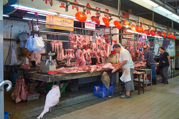 Rynek mięsa w Hong Kongu — Zdjęcie stockowe