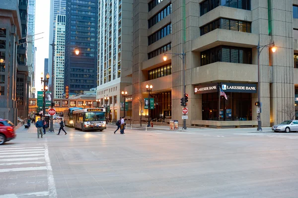 Street of Chicago at evening — Stock Photo, Image