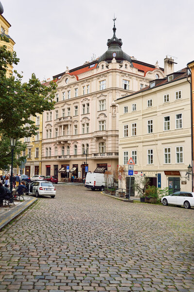 PRAGUE, CZECH REPUBLIC - AUGUST 18, 2015: street of Prague. Prague is the capital and largest city of the Czech Republic. It is the 15th largest city in the European Union.