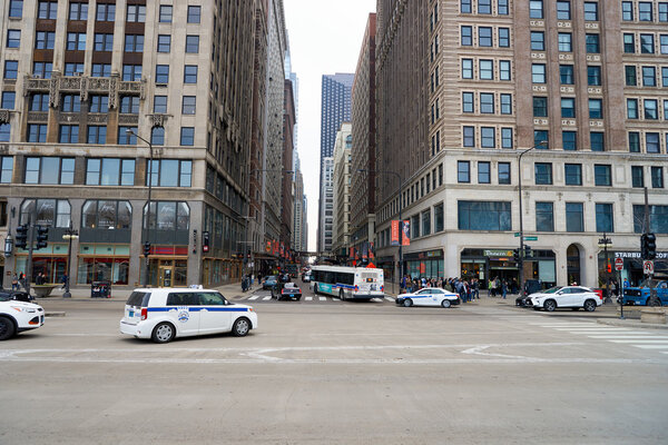 CHICAGO, USA - CIRCA MARCH, 2016: street of Chicago at daytime. Chicago, colloquially known as the 