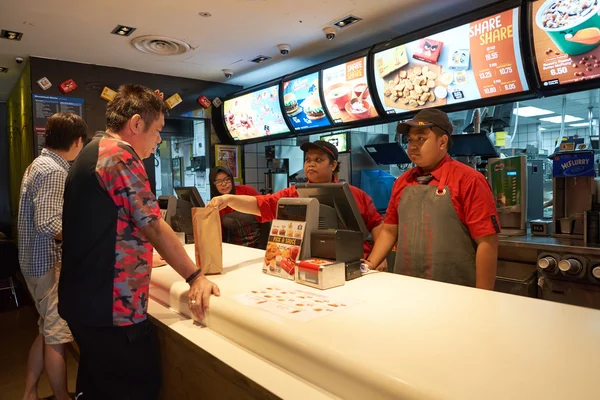 Inside of McDonald 's restaurant — стоковое фото