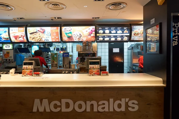 Inside of McDonald 's restaurant — стоковое фото