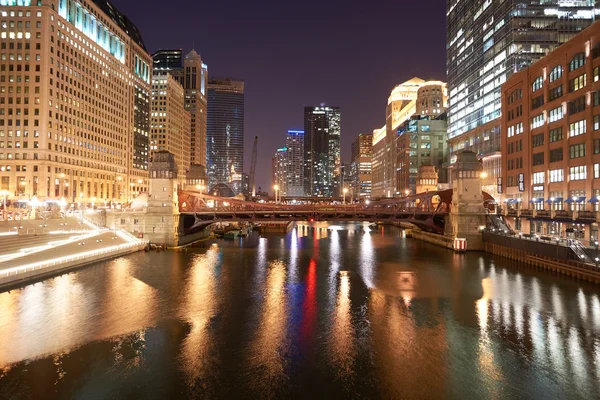 Chicago at night time — Stock Photo, Image