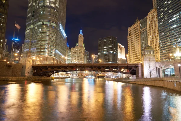 Chicago at night time — Stock Photo, Image