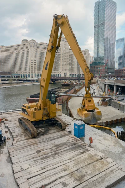 Caterpillar excavator in Chicago — Stock Photo, Image