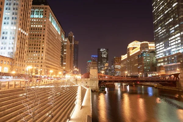 Chicago at night time — Stock Photo, Image