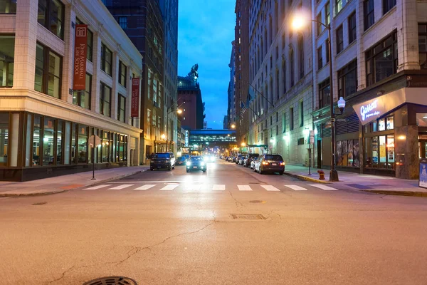 Rua Chicago à noite — Fotografia de Stock