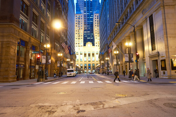 Chicago street in the evening