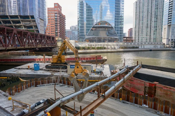 Caterpillar excavator in Chicago — Stock Photo, Image