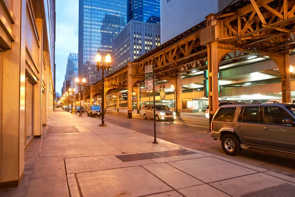 Rua Chicago à noite — Fotografia de Stock