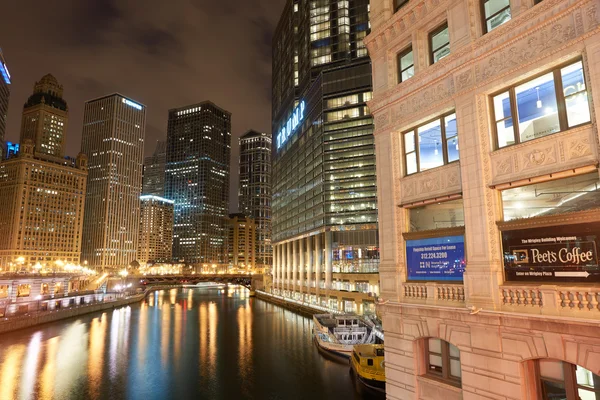 Chicago at night time — Stock Photo, Image