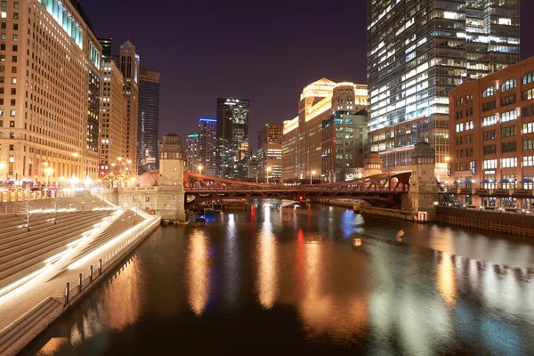 Chicago at night time — Stock Photo, Image