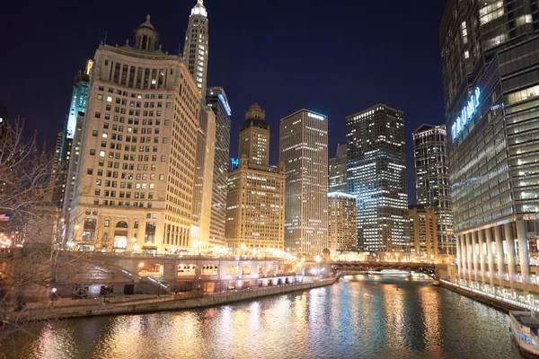 Chicago w porze nocnej — Zdjęcie stockowe