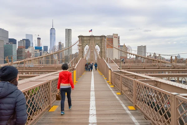 Passarela pedonal da Brooklyn Bridg — Fotografia de Stock