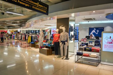 BANGKOK, THAILAND - CIRCA JANUARY, 2020: Suvarnabhumi Havaalanı 'nın içi.