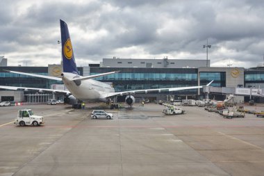 FRANKFURT AM MAIN, GERMANY - CIRCA JANUARY, 2020: Airbus A330-343 Frankfurt am Main Airport apron.