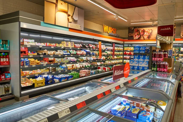 Berlin Tyskland Circa September 2019 Interiör Bild Aldi Stormarknad Berlin — Stockfoto