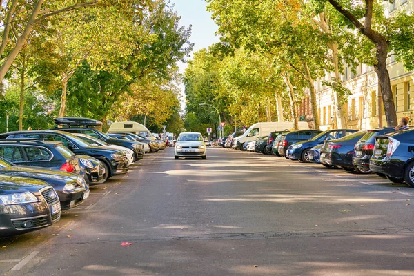 Berlin Németország Circa Szeptember 2019 Utcaszintű Kilátás Egy Berlini Útra — Stock Fotó