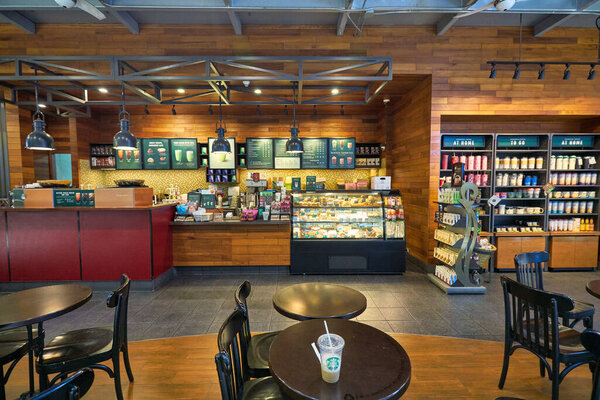 BANGKOK, THAILAND - CIRCA JANUARY, 2020: Starbucks Coffee at Suvarnabhumi Airport.