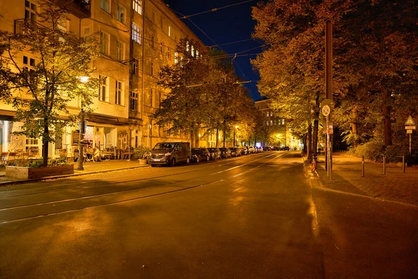 Berlin Niemcy Circa Wrzesień 2019 Widok Ulicę Berlina Nocą — Zdjęcie stockowe