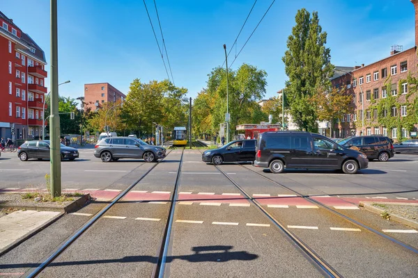 Berlino Germania Circa Settembre 2019 Percorsi Tranviari Visti Berlino Durante — Foto Stock