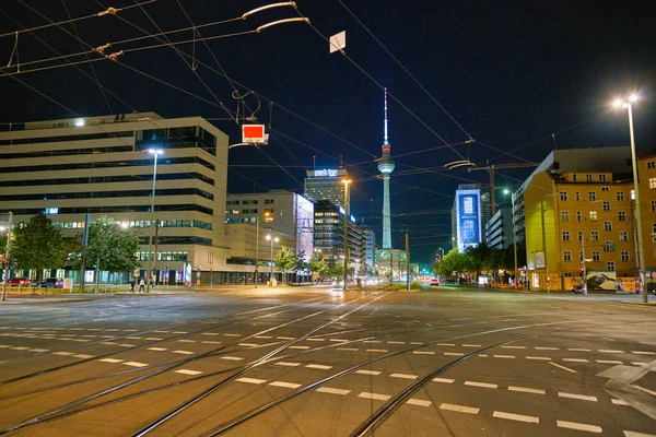 Berlijn Duitsland Circa September 2019 Uitzicht Straatniveau Van Berlijn Nachts — Stockfoto