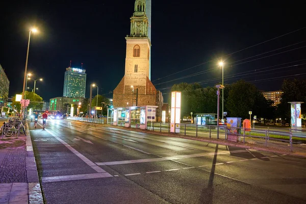 Berlino Germania Circa Settembre 2019 Veduta Notturna Della Chiesa Santa — Foto Stock