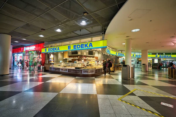 Mnichov Německo Circa January 2020 Edeka Letišti Mnichově Stock Obrázky