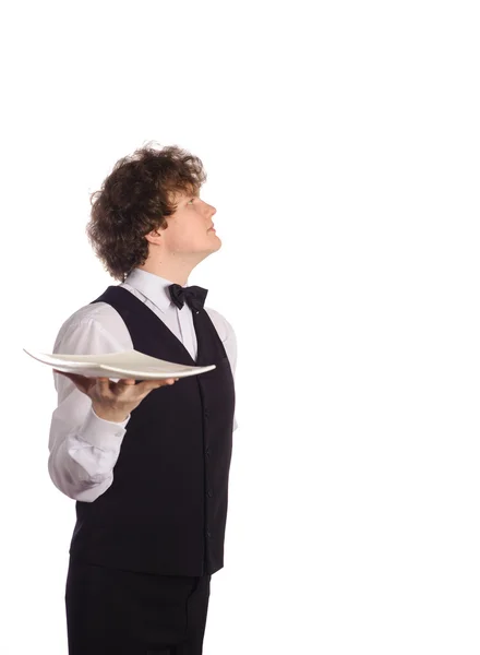 Waiter with empty tray — Stock Photo, Image