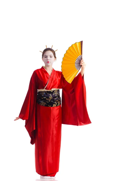 The girl in native costume of japanese geisha — Stock Photo, Image