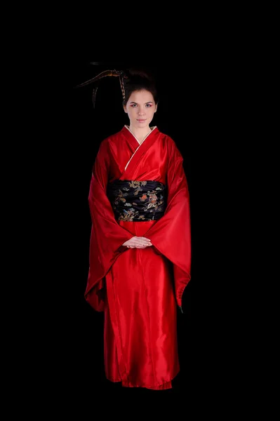 The girl in native costume of japanese geisha — Stock Photo, Image