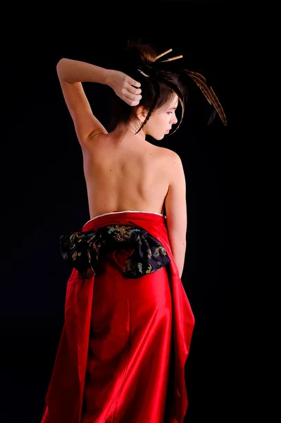 Woman in native costume of japanese geisha — Stock Photo, Image