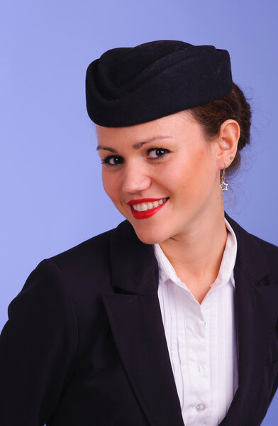 flight attendant in black clothing