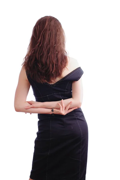 Pretty woman in black dress — Stock Photo, Image