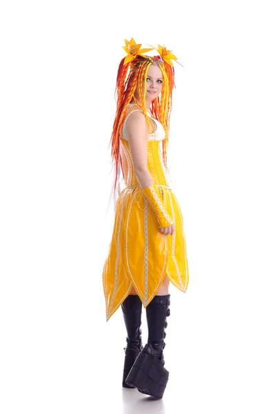 Woman in yellow dress — Stock Photo, Image