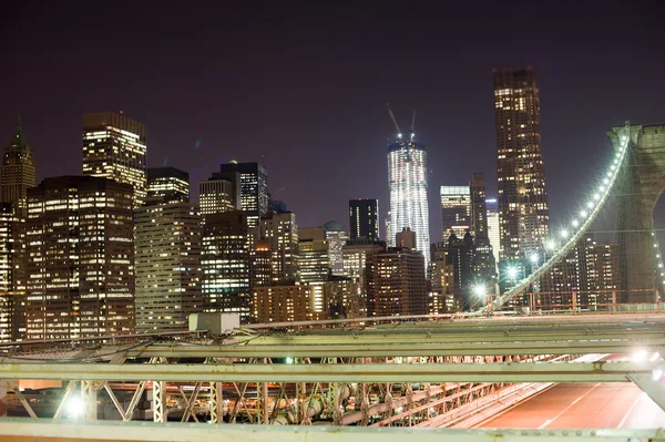 Ponte di Brooklyn di notte — Foto Stock