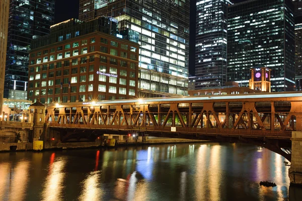 Chicago Centro di notte — Foto Stock