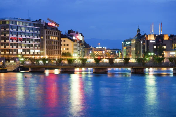 Geneva downtown at night — Stock Photo, Image